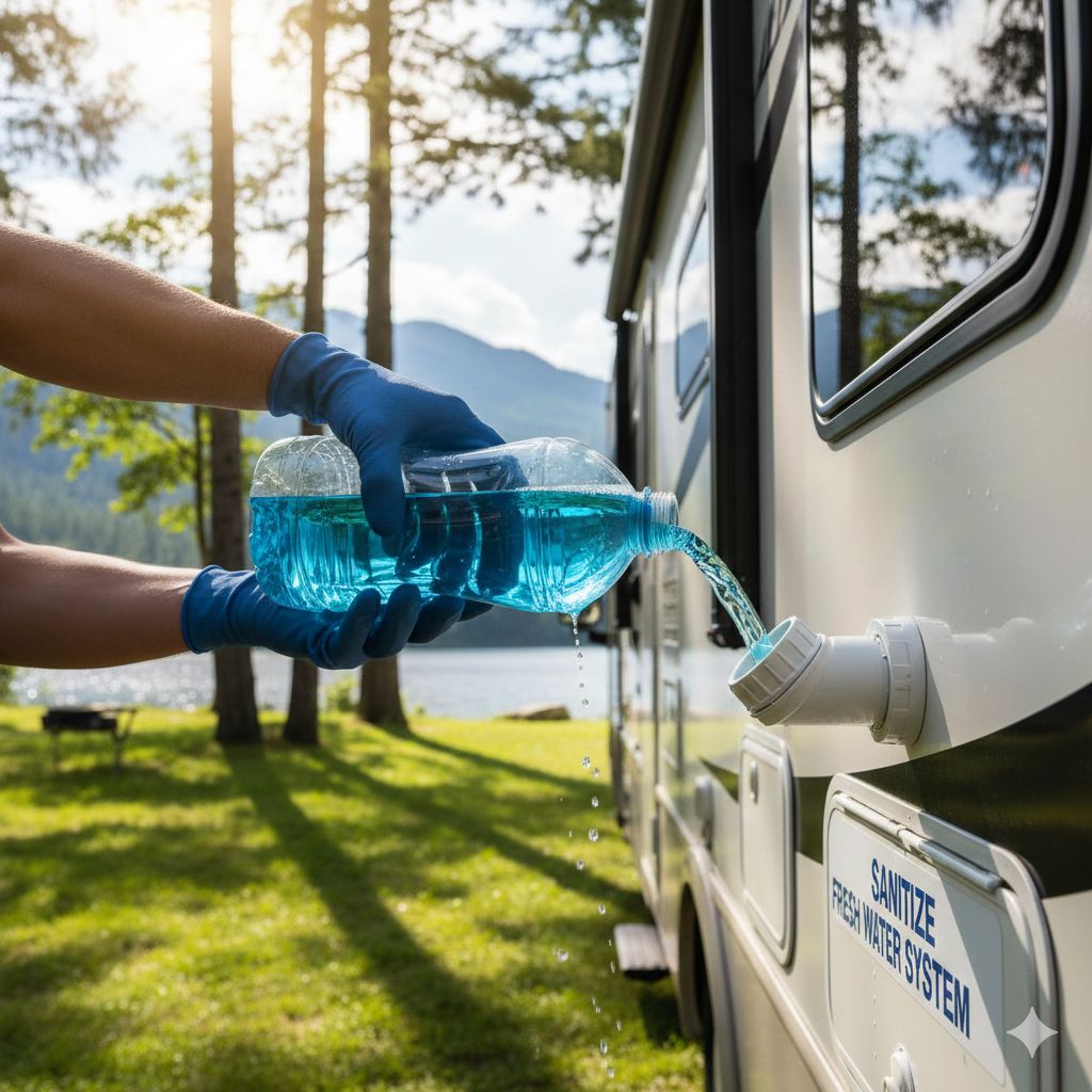 sanitize fresh water RV system